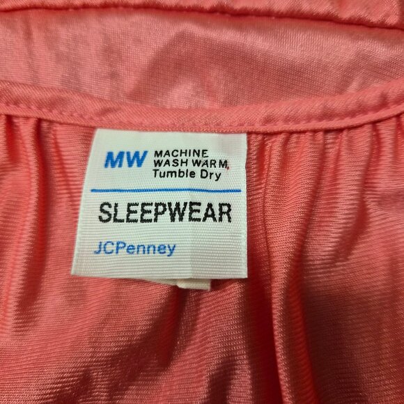 VTG Coral Nylon Slip Dress – Ruffled Hem – Small USA Barbiecore Grannycore - Picture 4 of 5